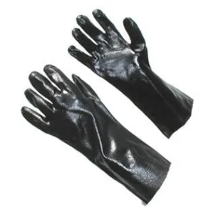 12" Smooth PVC Coated Black Gauntlet Cuff Gloves