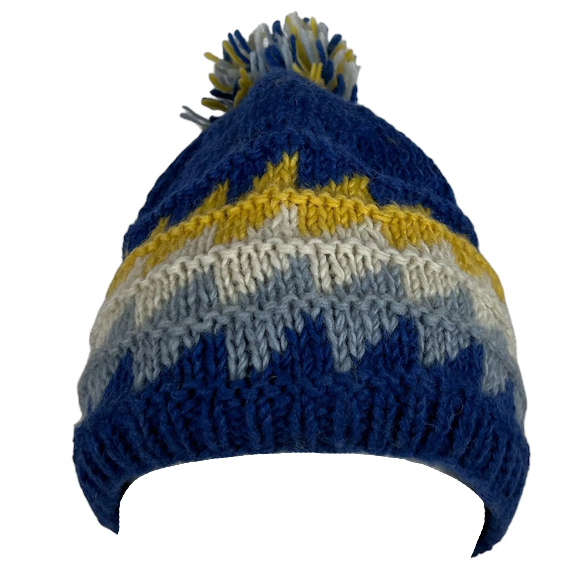 1415 H Two Tone 100% Himalayan Sheep Wool Knit Crochet Chaal Hat [Small & Medium]