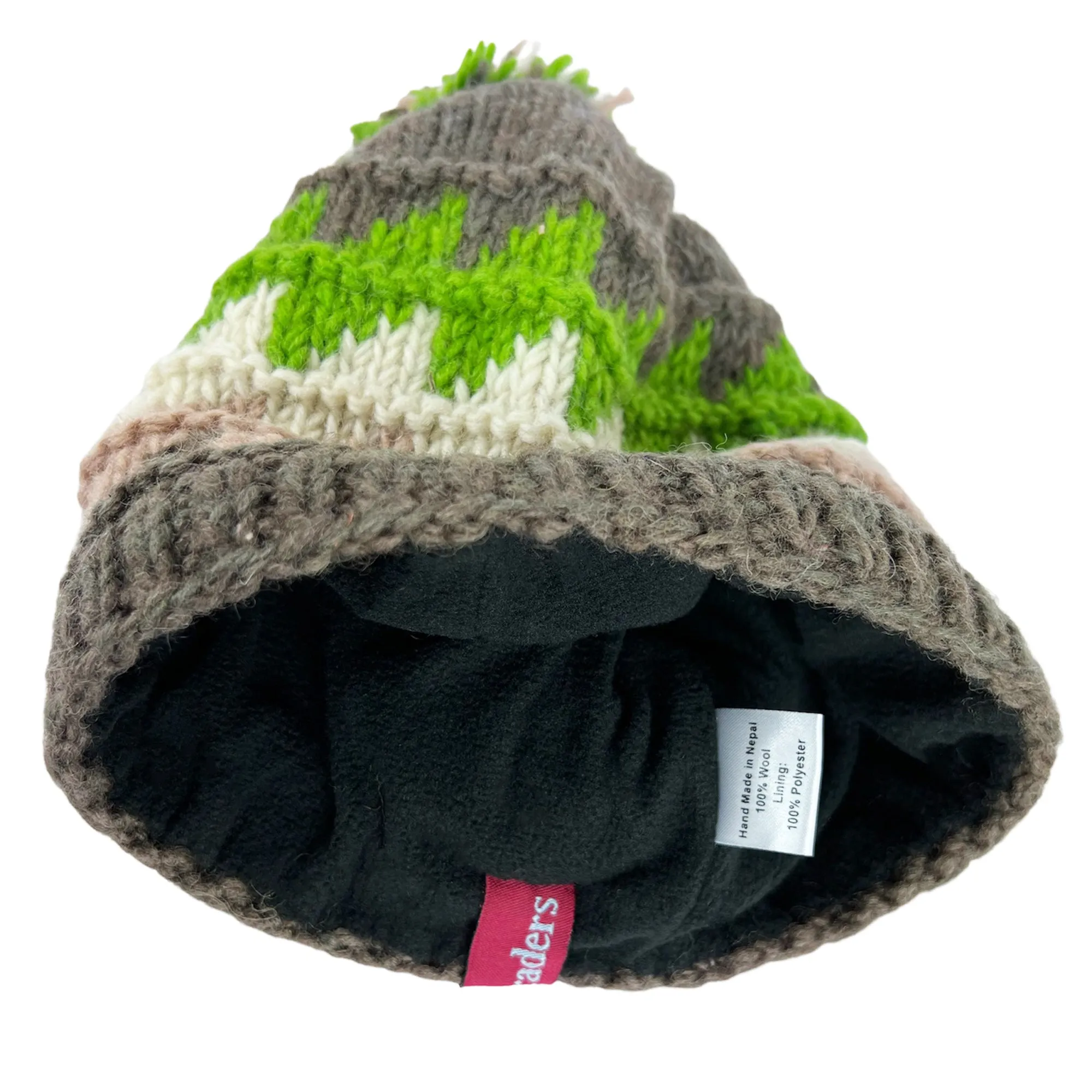 1415 H Two Tone 100% Himalayan Sheep Wool Knit Crochet Chaal Hat [Small & Medium]