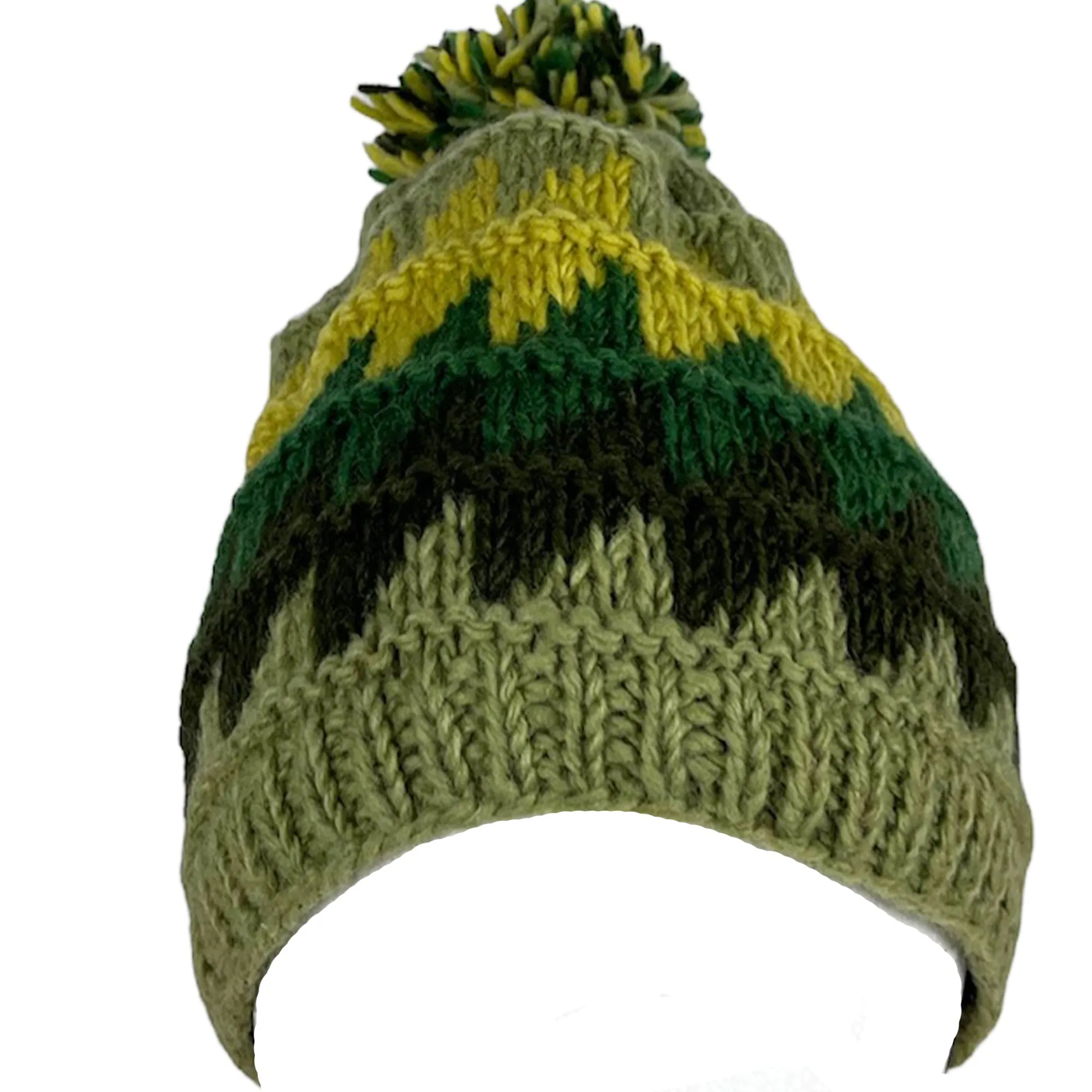 1415 H Two Tone 100% Himalayan Sheep Wool Knit Crochet Chaal Hat [Small & Medium]
