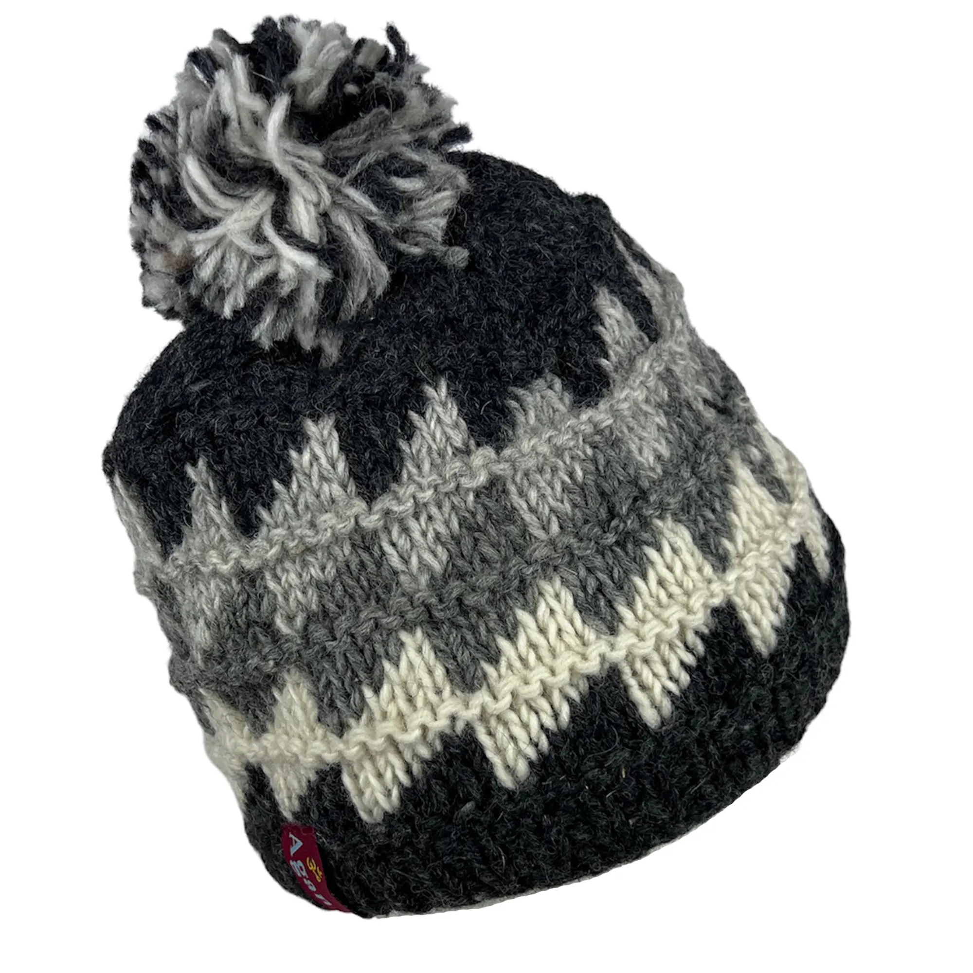 1415 H Two Tone 100% Himalayan Sheep Wool Knit Crochet Chaal Hat [Small & Medium]