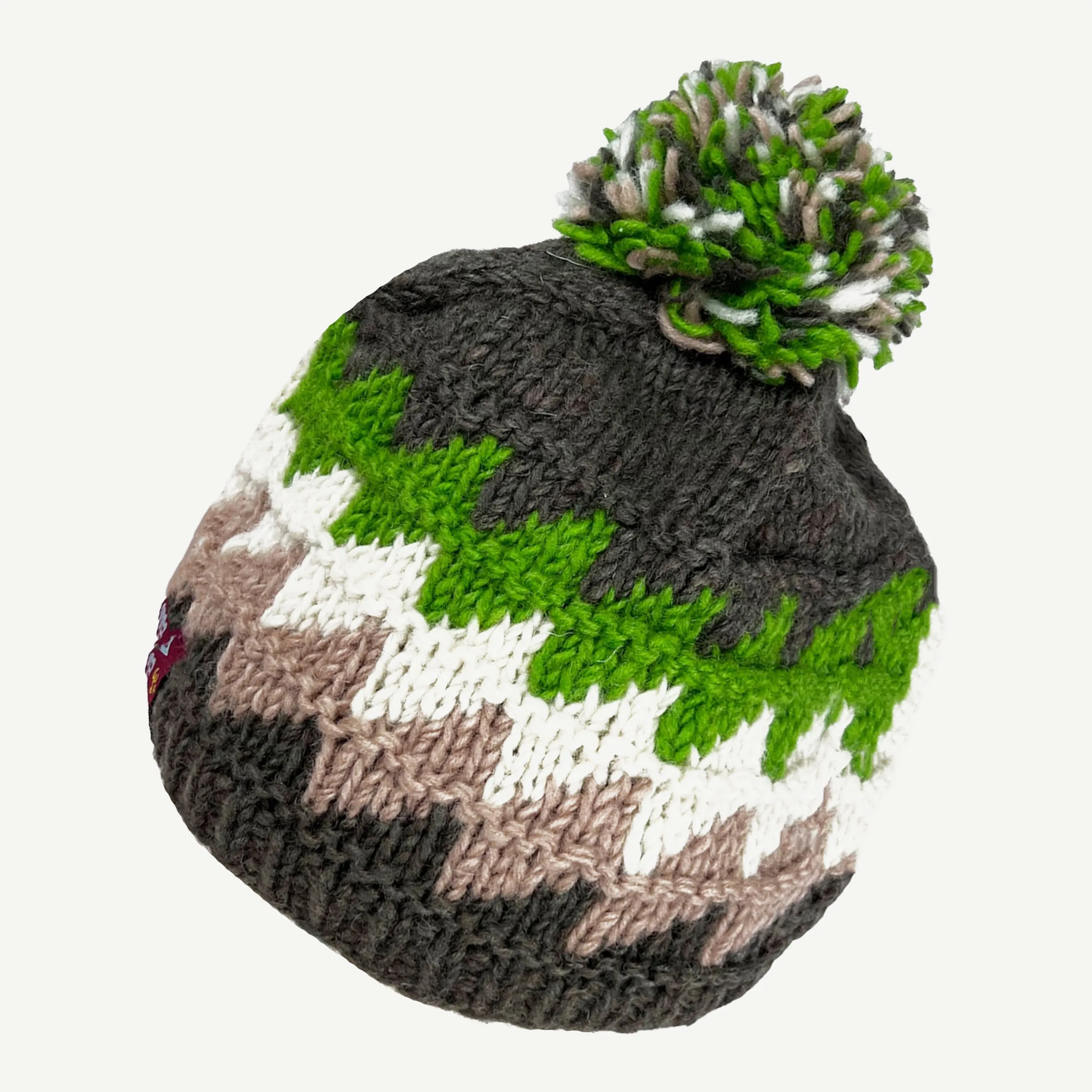 1415 H Two Tone 100% Himalayan Sheep Wool Knit Crochet Chaal Hat [Small & Medium]