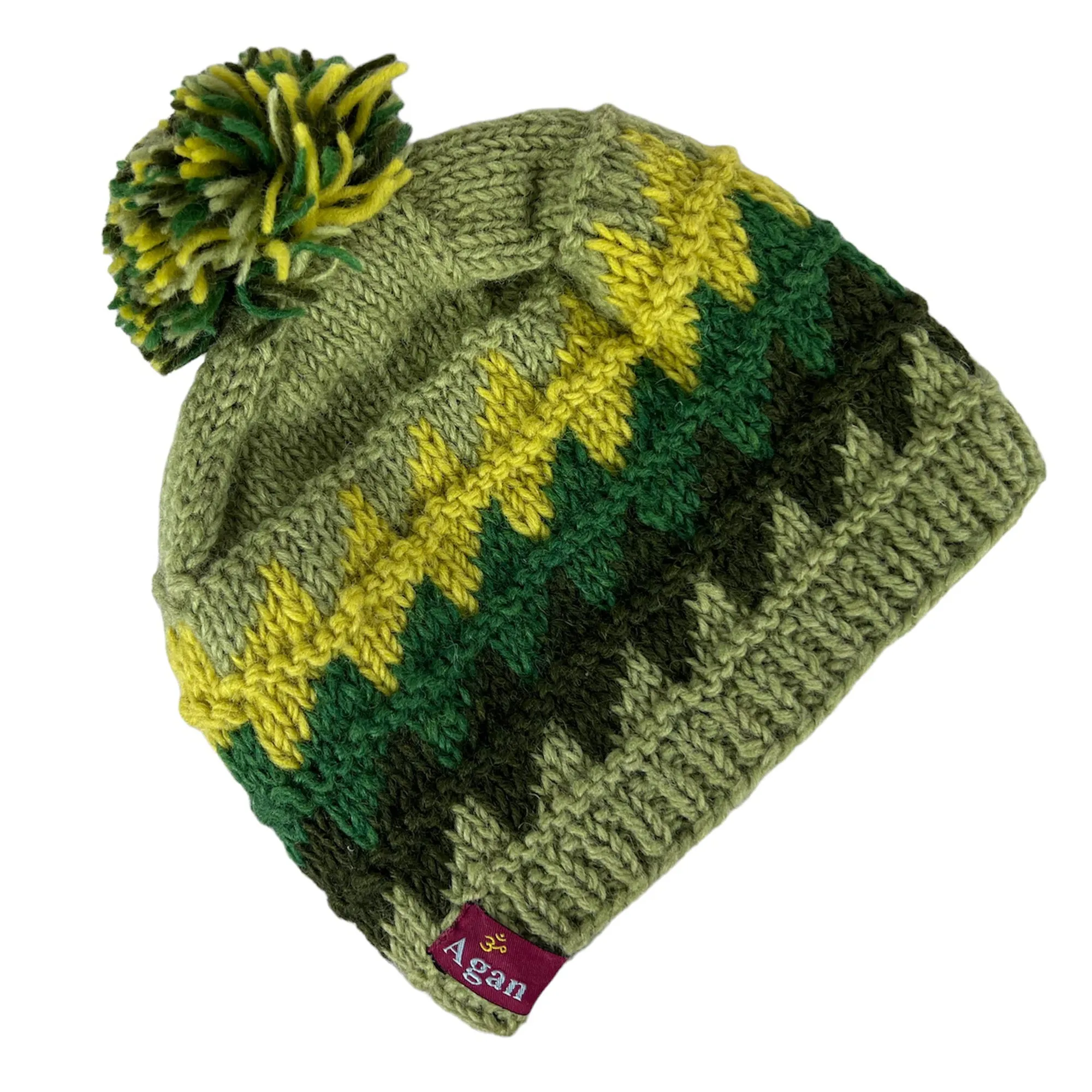 1415 H Two Tone 100% Himalayan Sheep Wool Knit Crochet Chaal Hat [Small & Medium]