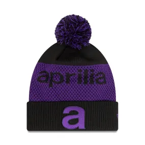 Aprilia Wordmark Black Bobble Knit Beanie Hat