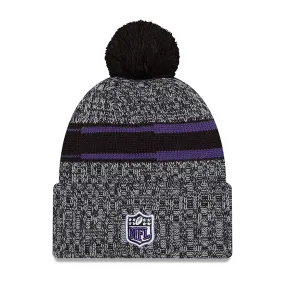 Baltimore Ravens NFL Sideline 2023 Black Bobble Knit Hat