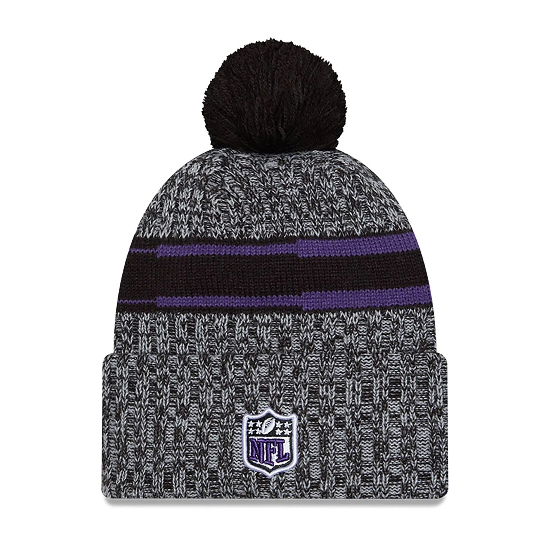 Baltimore Ravens NFL Sideline 2023 Black Bobble Knit Hat