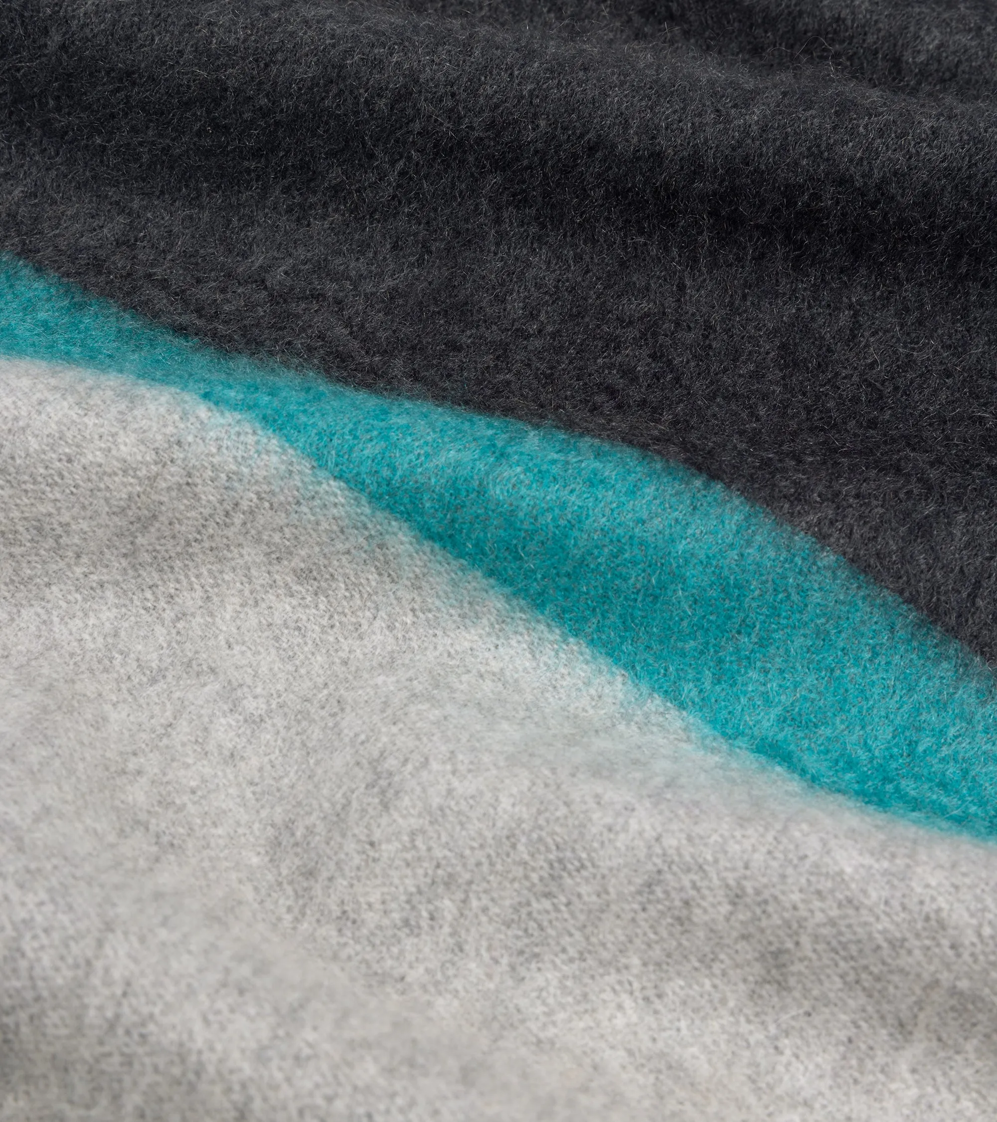 Begg x Co Arran Borderland Stripe Cashmere Scarf: Slate/Green