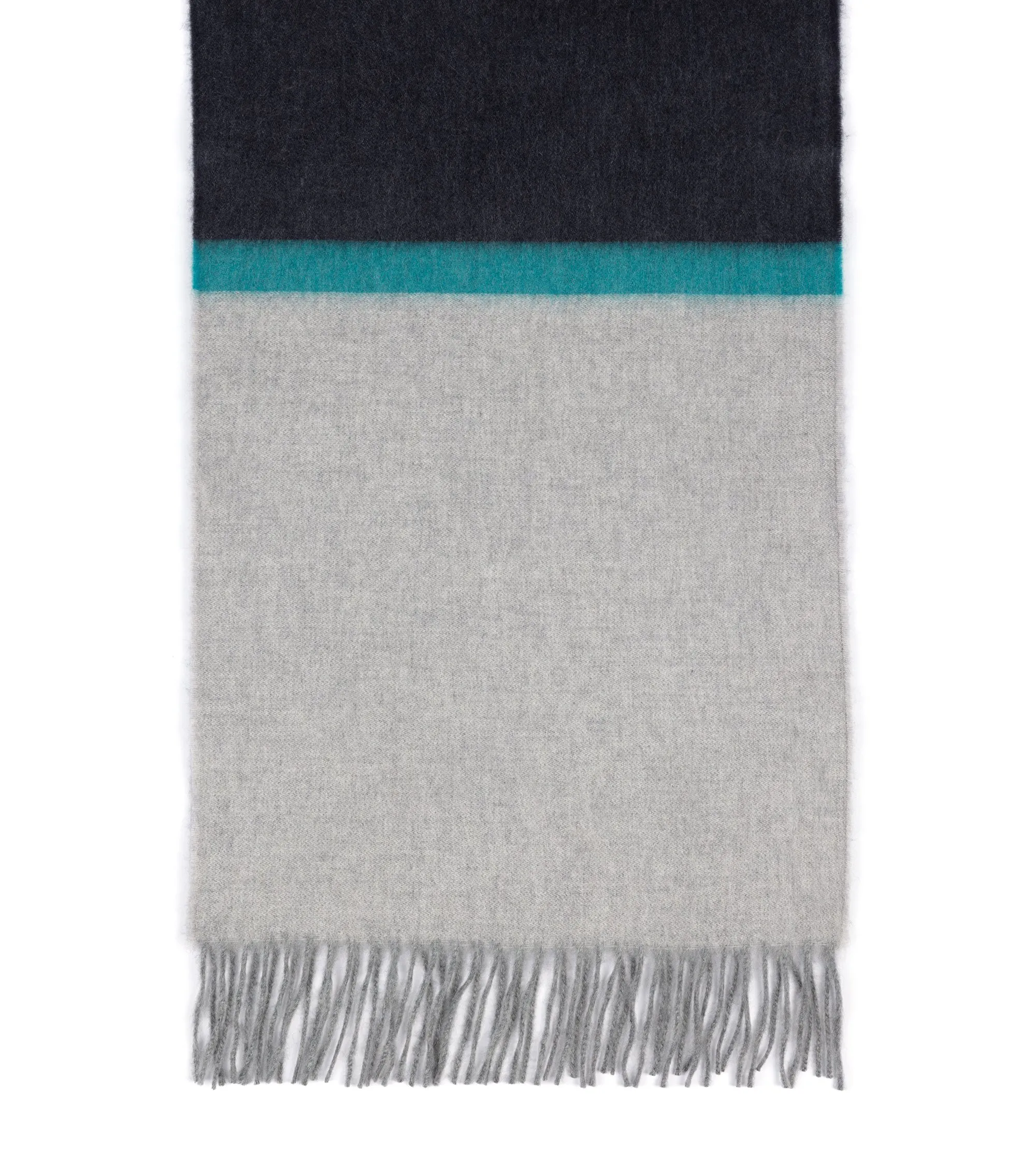 Begg x Co Arran Borderland Stripe Cashmere Scarf: Slate/Green