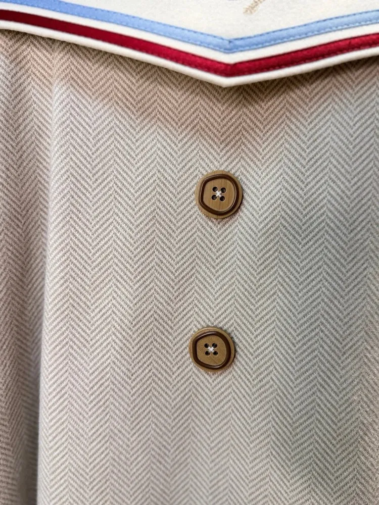 Beige Ouji Sailor Lolita Full Set-Beige Sailor Collor Top   Beige Ouji Shorts   Beige Beret Hat