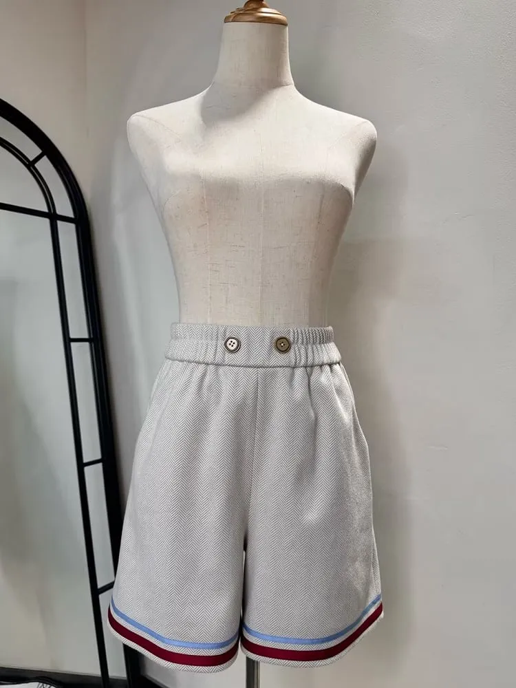 Beige Ouji Sailor Lolita Full Set-Beige Sailor Collor Top   Beige Ouji Shorts   Beige Beret Hat