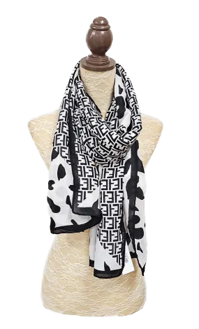 Black & Ivory Designer Inspired Scarf