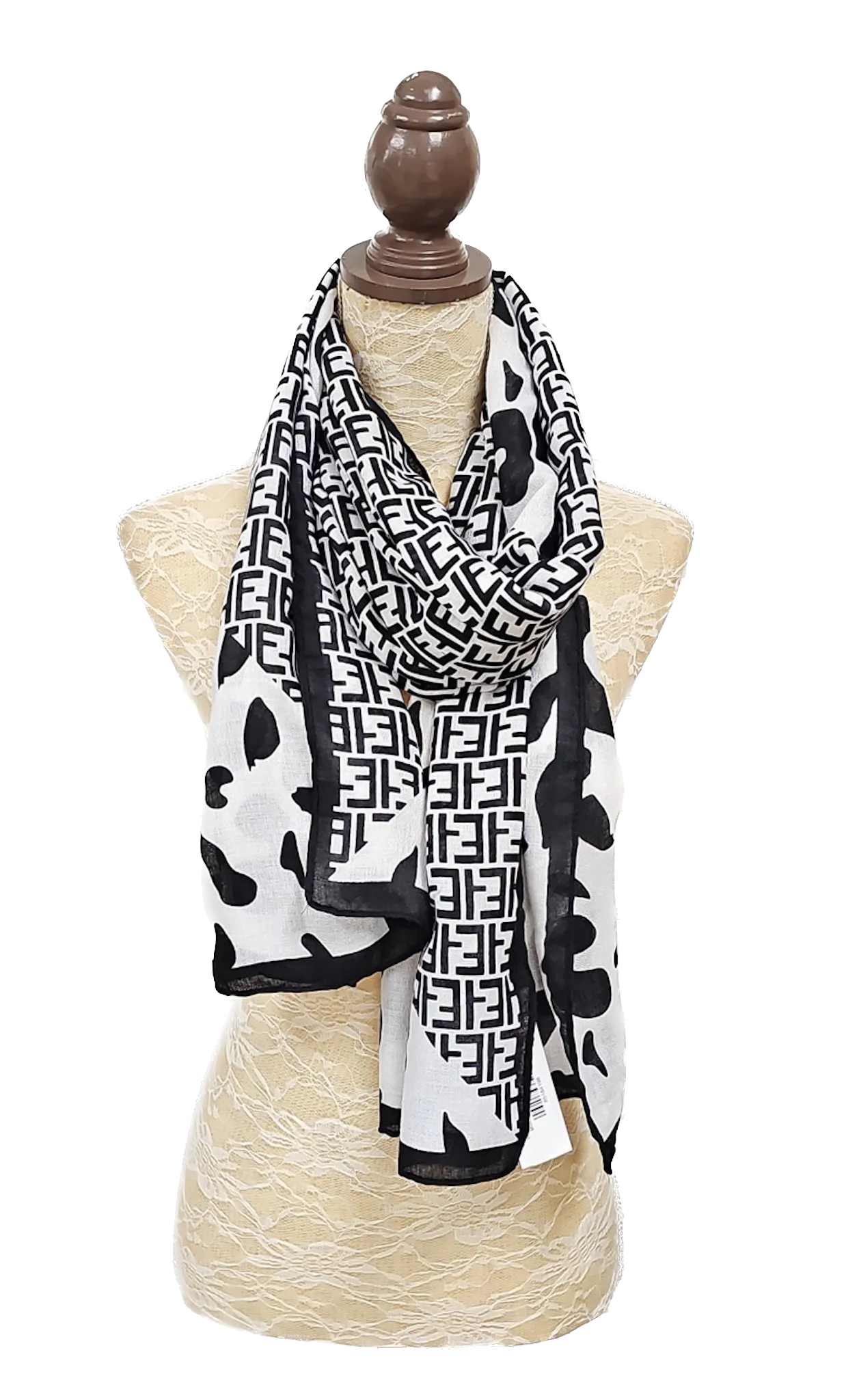 Black & Ivory Designer Inspired Scarf