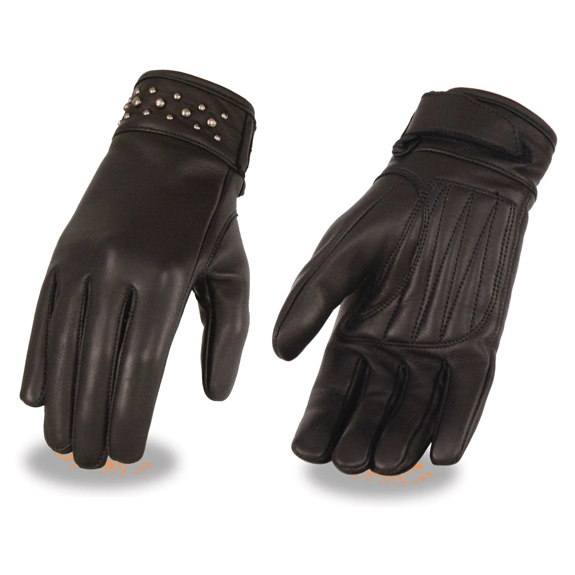 BLACK MG7760 Women's Black Leather Gloves with Gel Palms