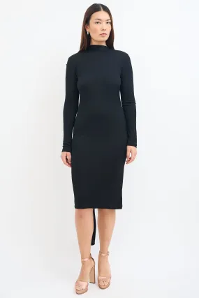 Black Scarf Long Sleeve Dress