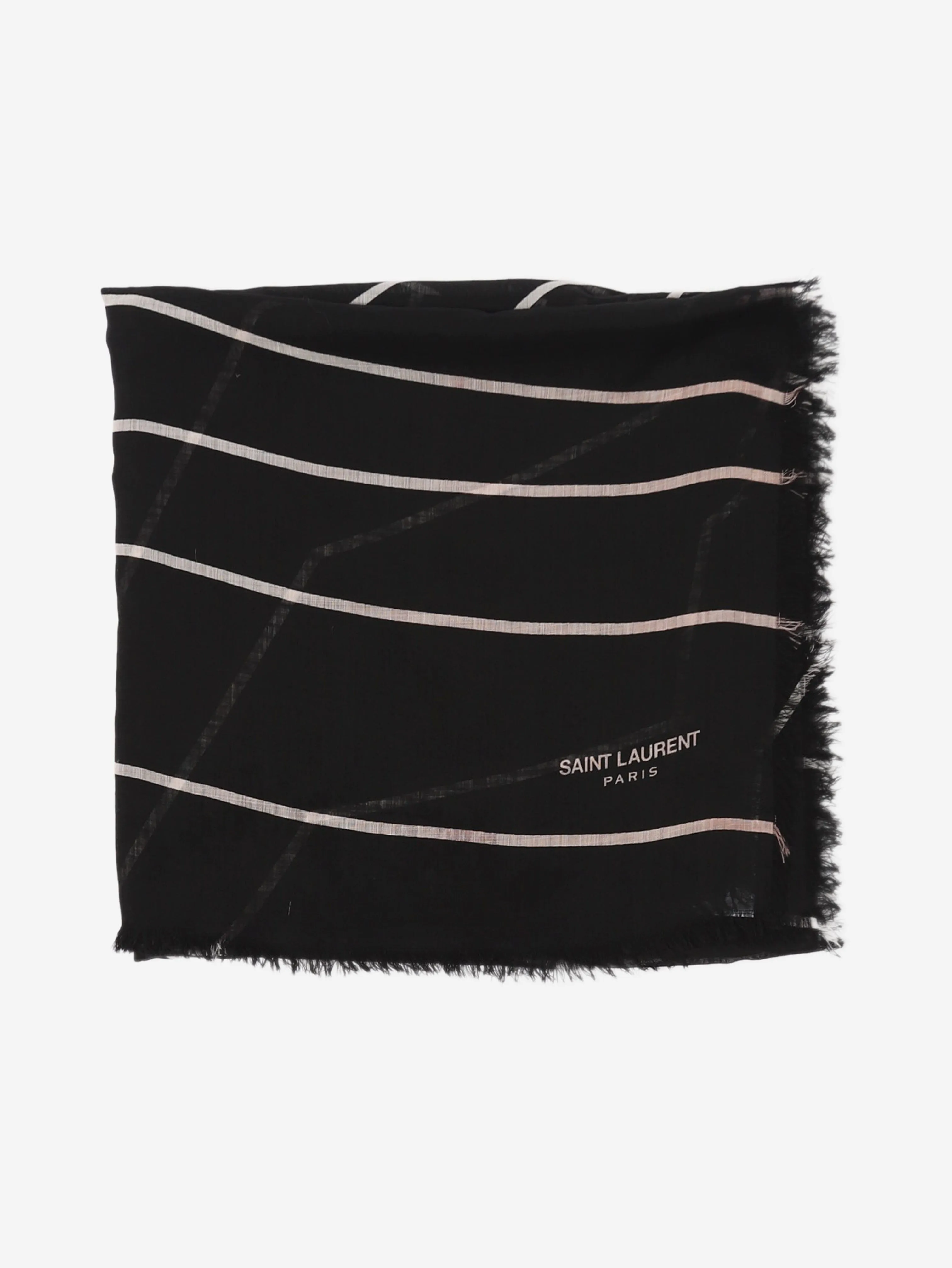 Black star printed wool scarf - size