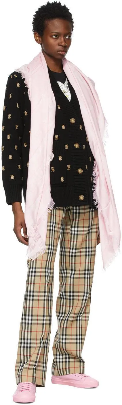 Burberry Pink Silk Monogram Scarf