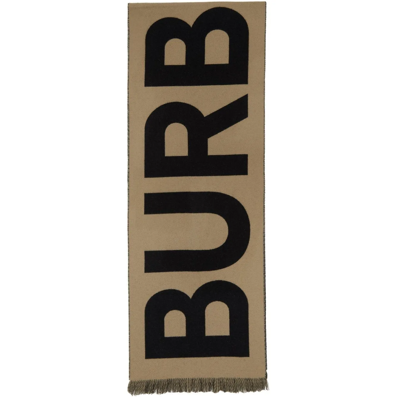 Burberry Tan Wool Logo Scarf