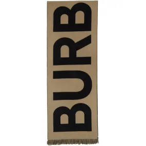 Burberry Tan Wool Logo Scarf