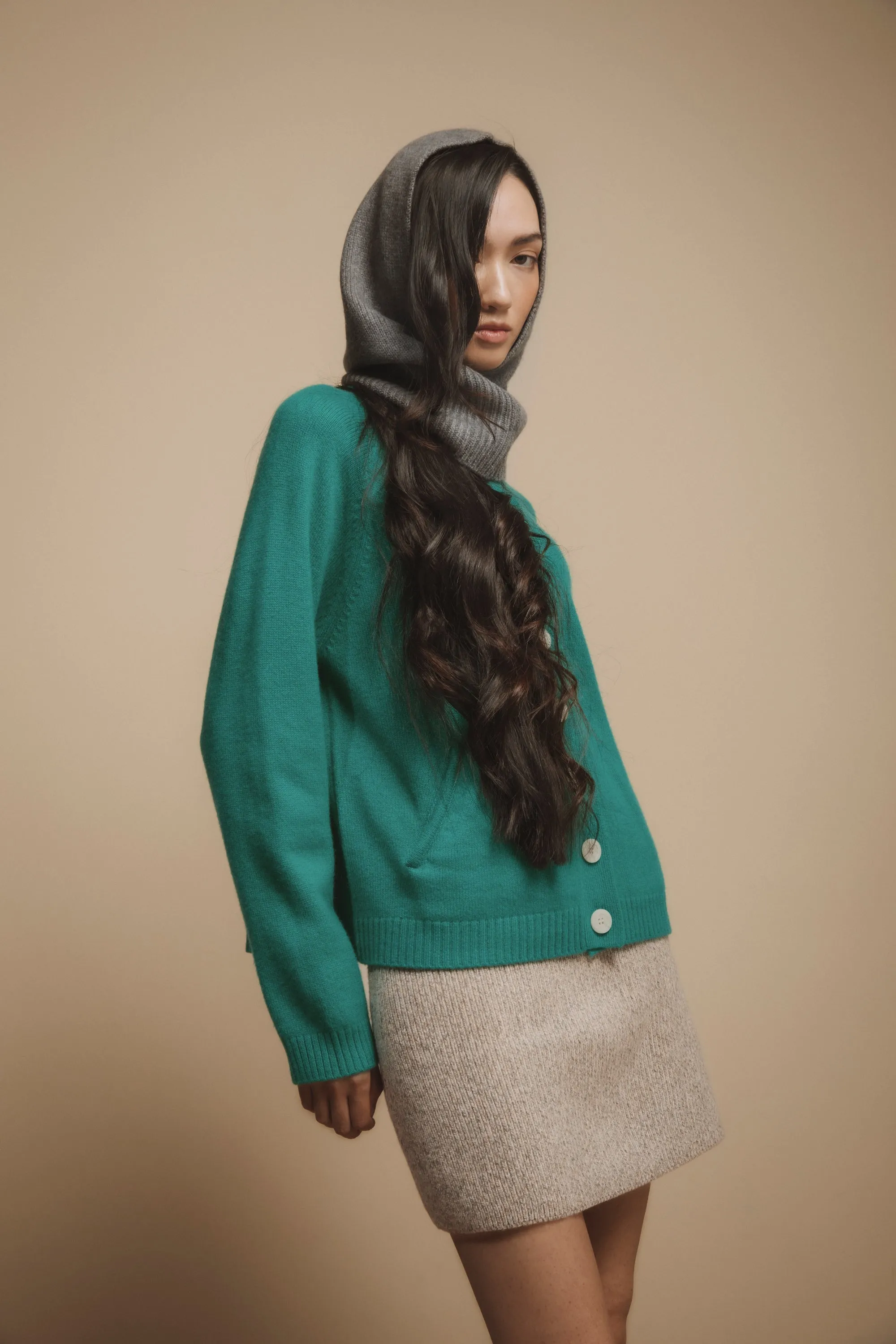 Cashmere Hood - Grey