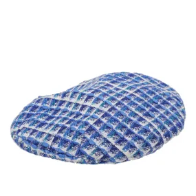 Chanel Blue White Fantasy Tweed Beret Hat Small