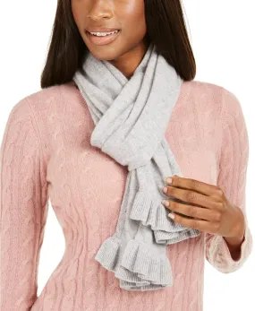 Charter Club Women's Cashmere  Ruffle Ultra-Soft Muffler Scarf, Gray