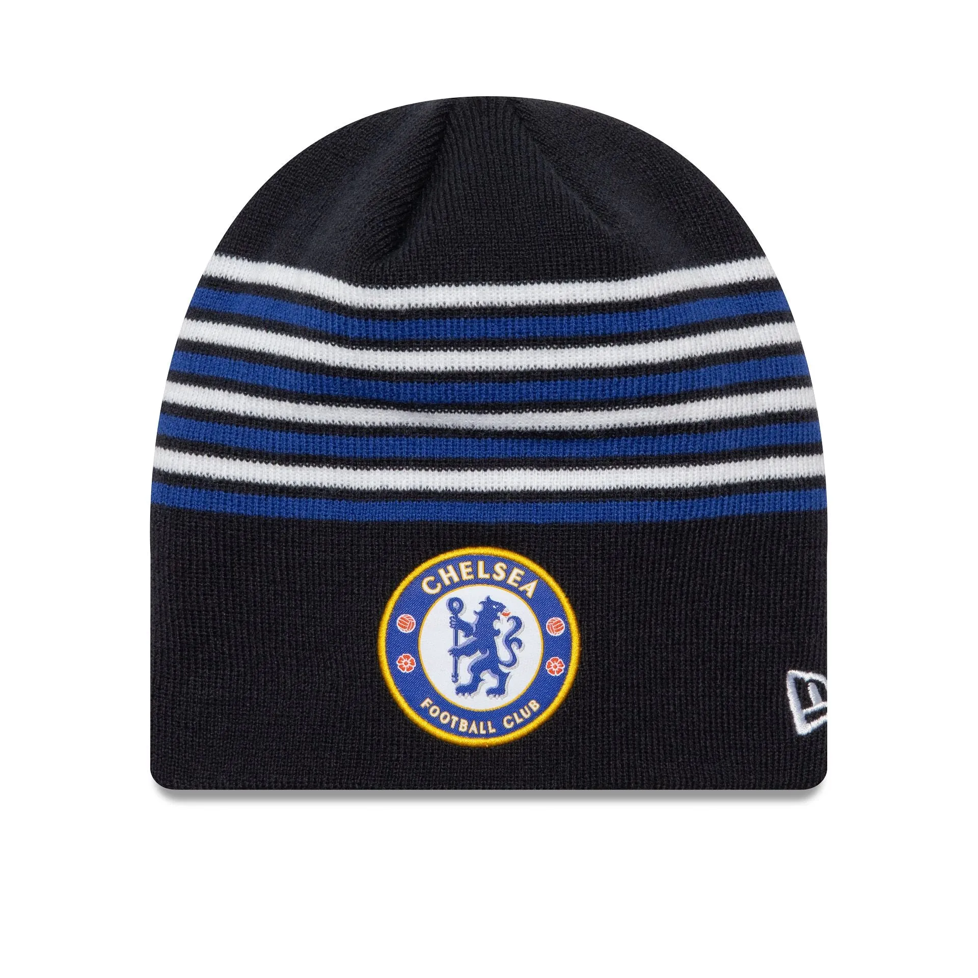 Chelsea FC Lion Crest Stripe Blue Beanie Hat