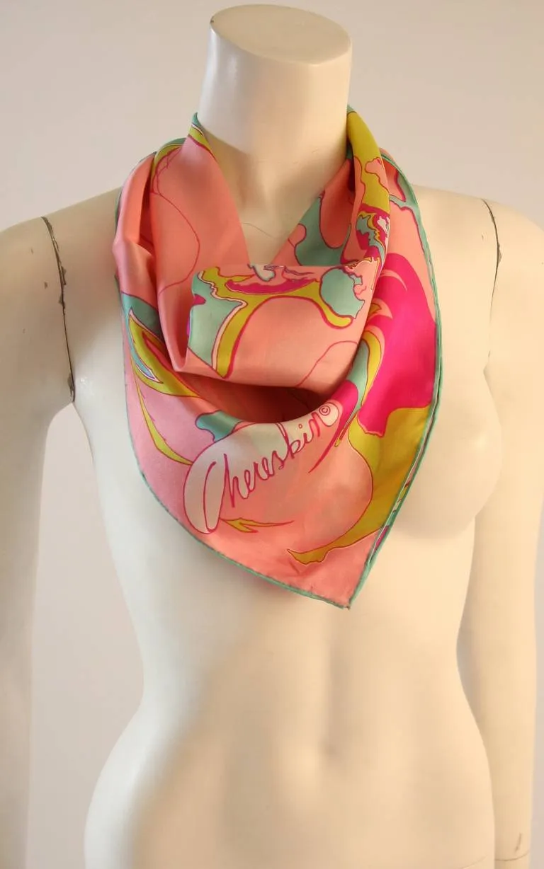 CHERESKIN 1970s Summer of Love Psychedelic Print Scarf