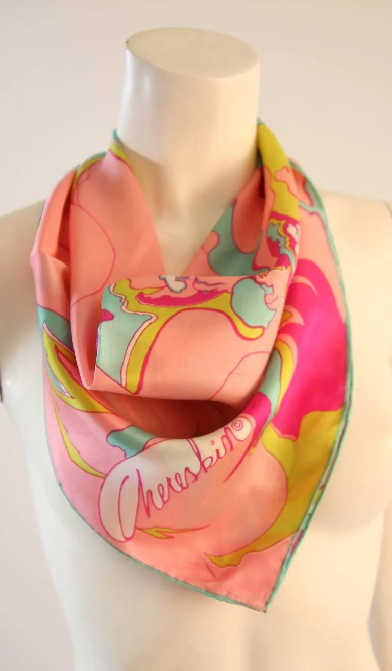 CHERESKIN 1970s Summer of Love Psychedelic Print Scarf