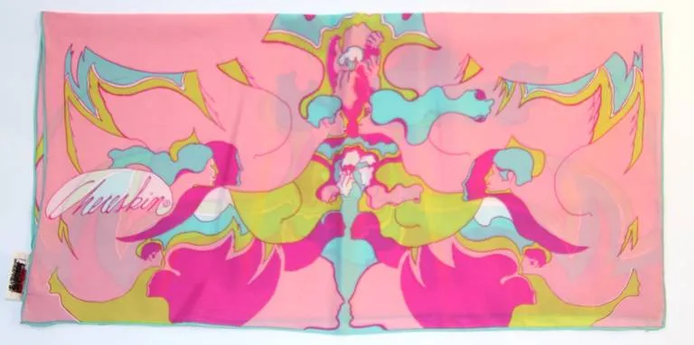CHERESKIN 1970s Summer of Love Psychedelic Print Scarf