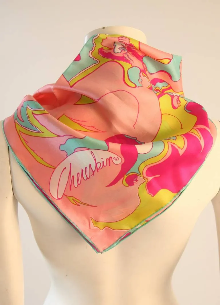 CHERESKIN 1970s Summer of Love Psychedelic Print Scarf