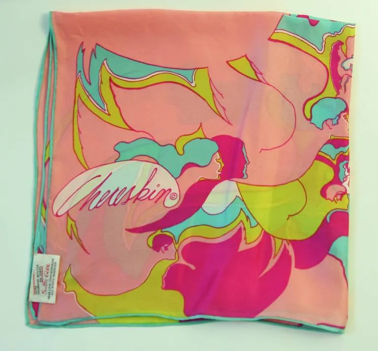 CHERESKIN 1970s Summer of Love Psychedelic Print Scarf