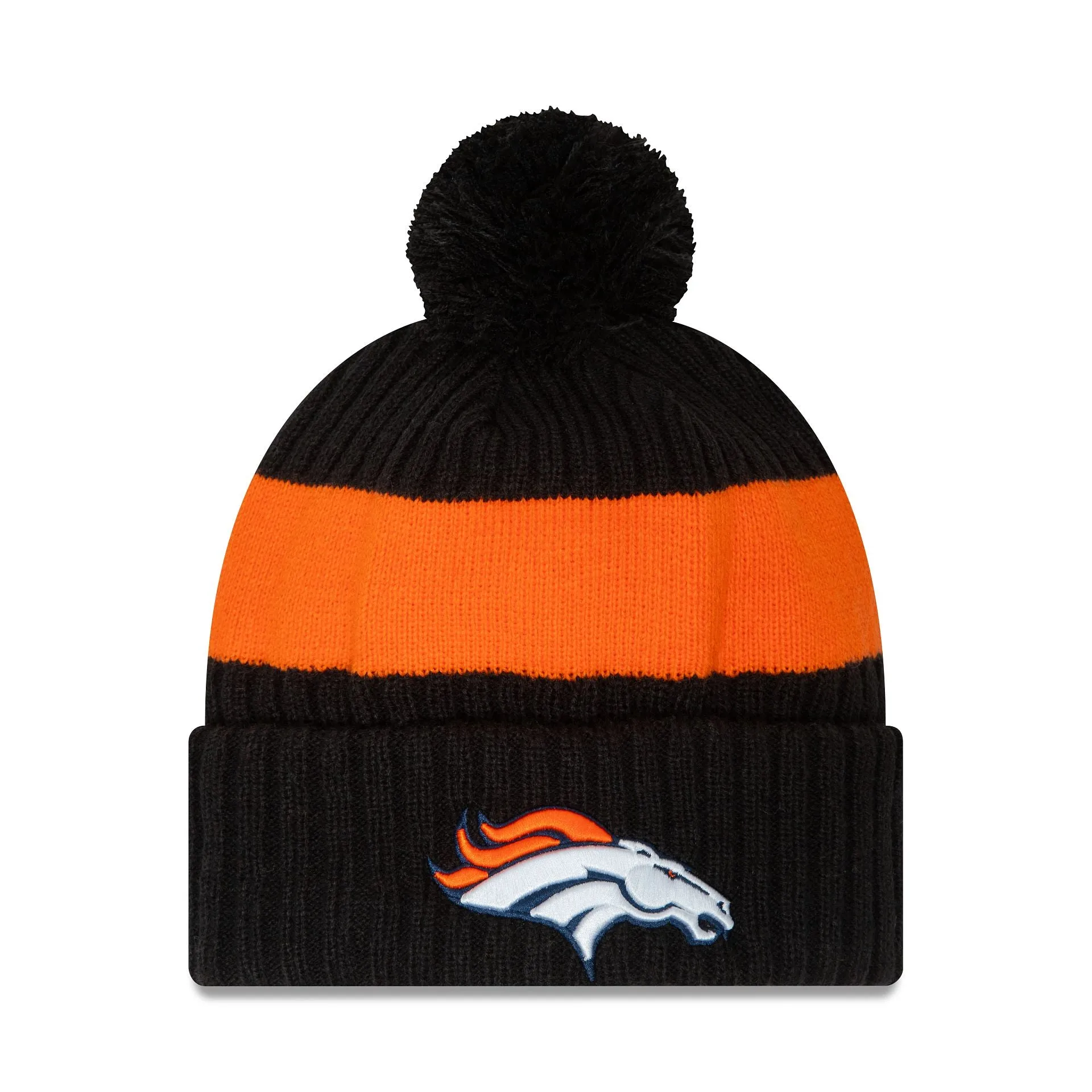 Denver Broncos NFL Sideline 2023 Black Bobble Knit Hat