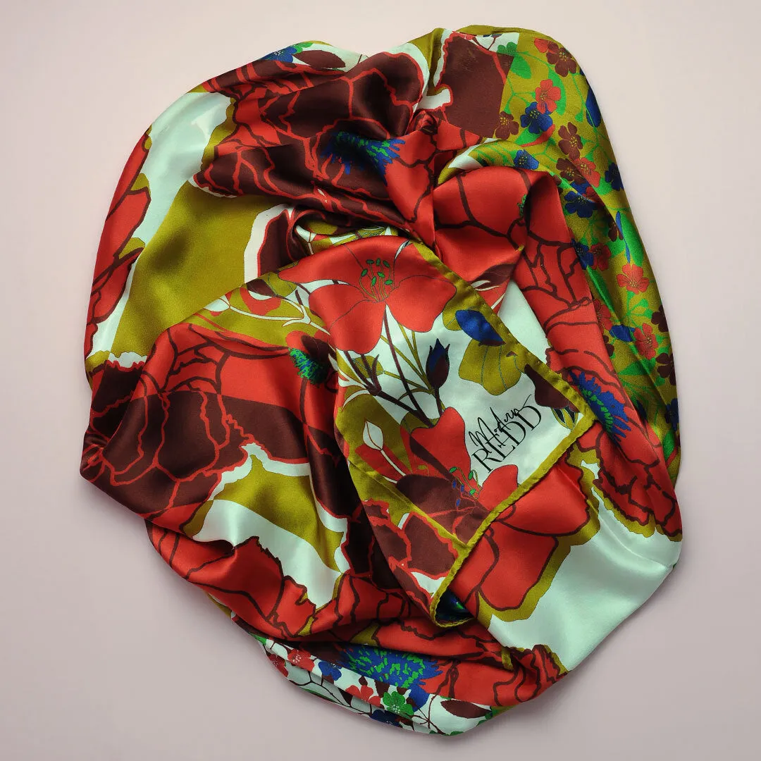 Diane Culture Redd Gold Red & White Silk Scarf