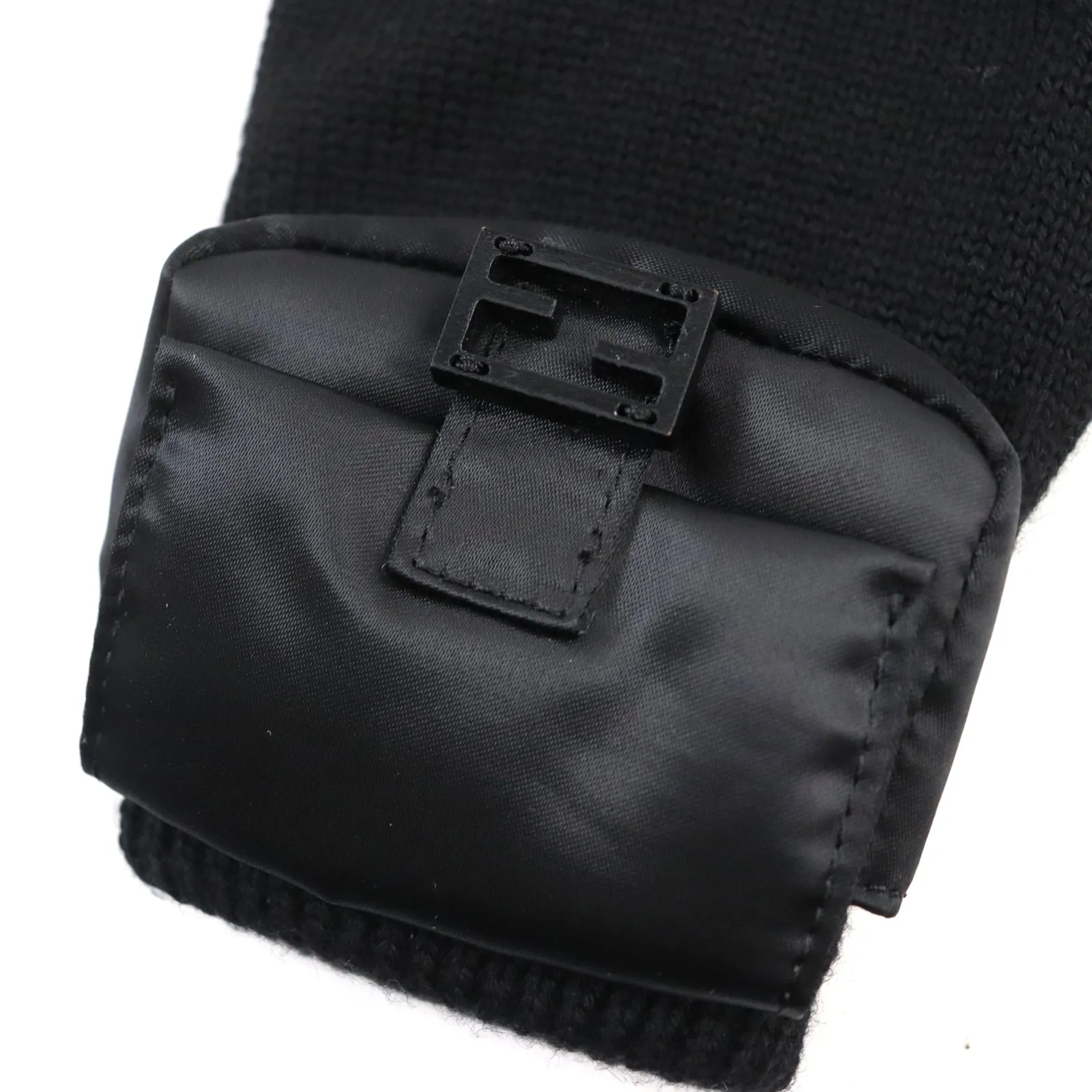 FENDI gloves FXY581 ANB1 wool black Bucket Gloves M