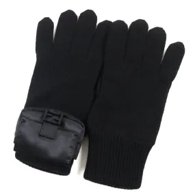 FENDI gloves FXY581 ANB1 wool black Bucket Gloves M