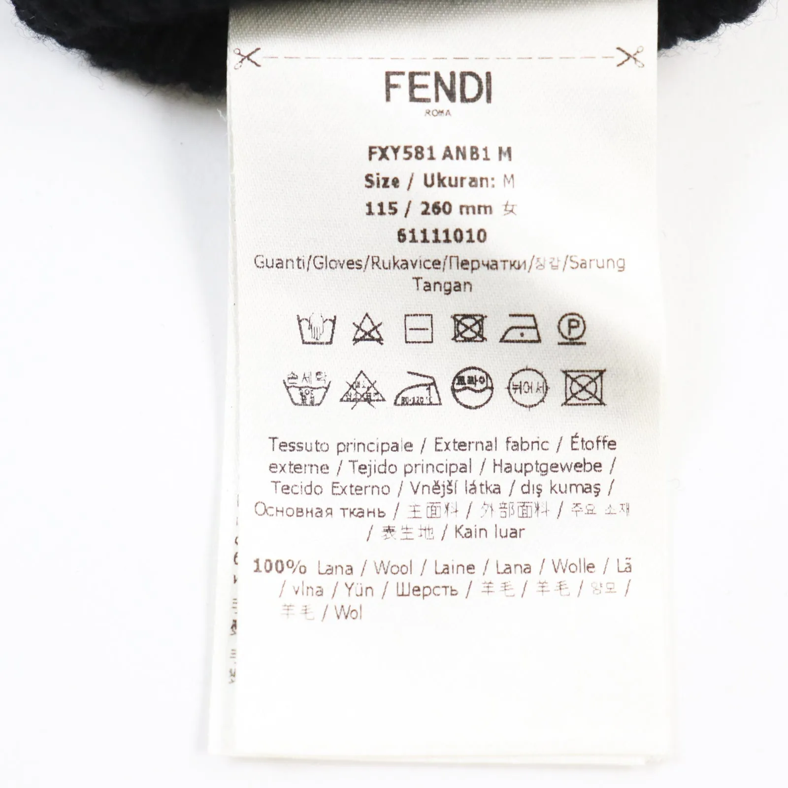 FENDI gloves FXY581 ANB1 wool black Bucket Gloves M