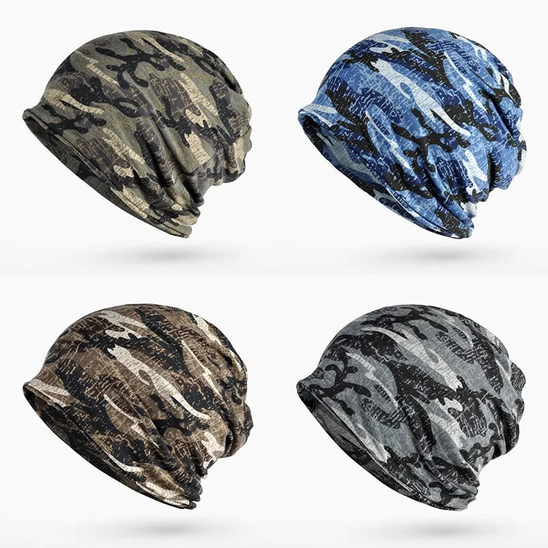 Fleece Autumn Winter Summer Hat Men Women Tactical Military Army Camouflage Beanie Knitted Cotton Skullie Thermal Scarf Camo Cap