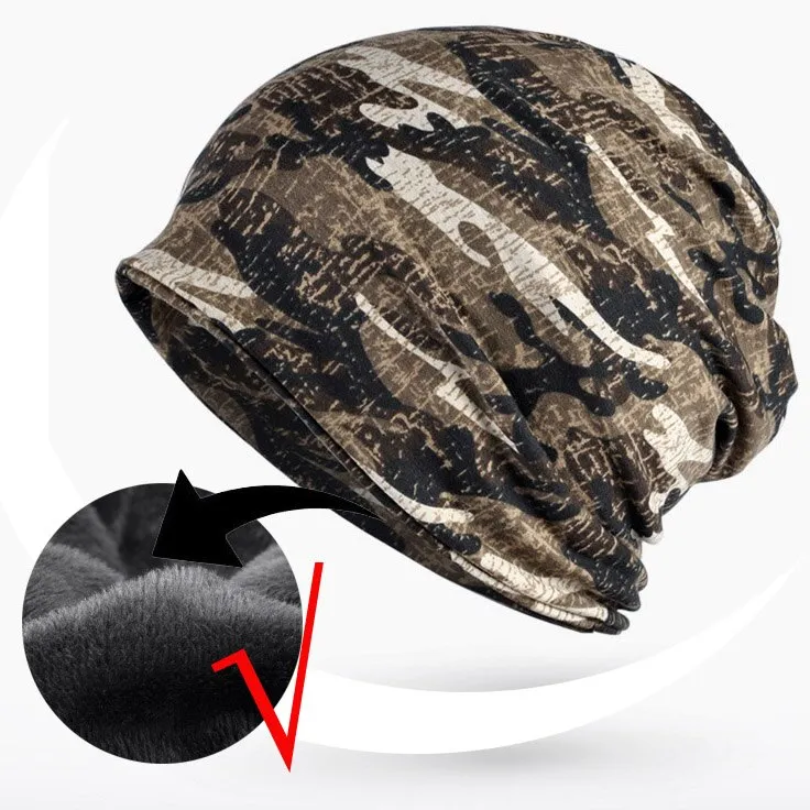 Fleece Autumn Winter Summer Hat Men Women Tactical Military Army Camouflage Beanie Knitted Cotton Skullie Thermal Scarf Camo Cap