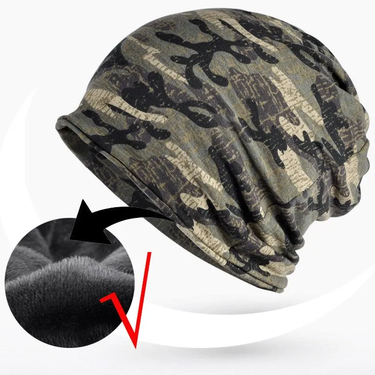 Fleece Autumn Winter Summer Hat Men Women Tactical Military Army Camouflage Beanie Knitted Cotton Skullie Thermal Scarf Camo Cap