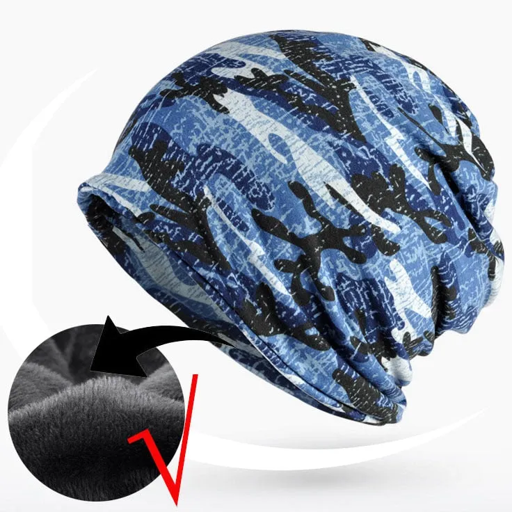 Fleece Autumn Winter Summer Hat Men Women Tactical Military Army Camouflage Beanie Knitted Cotton Skullie Thermal Scarf Camo Cap