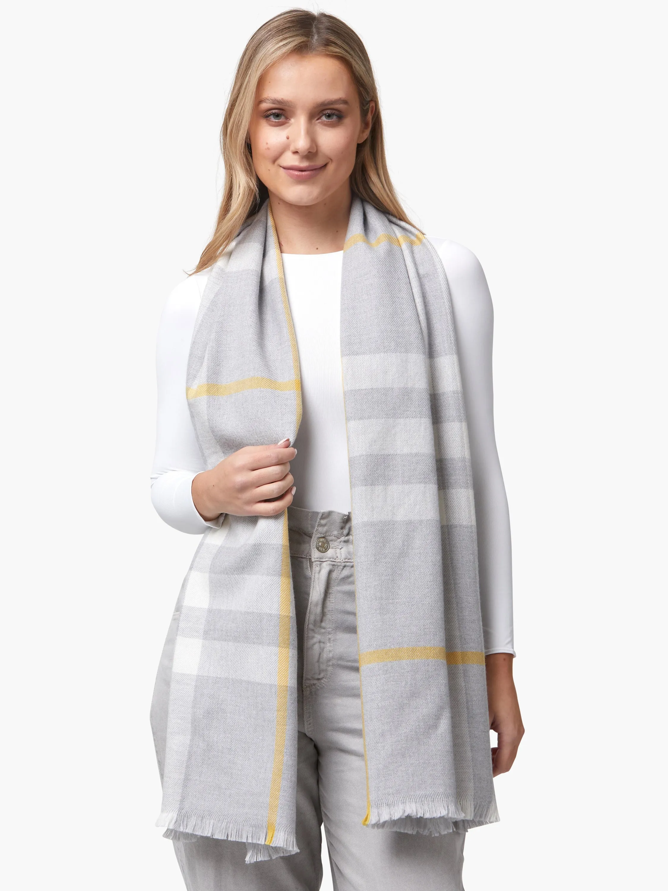 Foxford Grey and Gold Extra Fine Merino Scarf