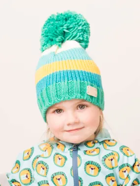 Green and Mustard Bobble Hat