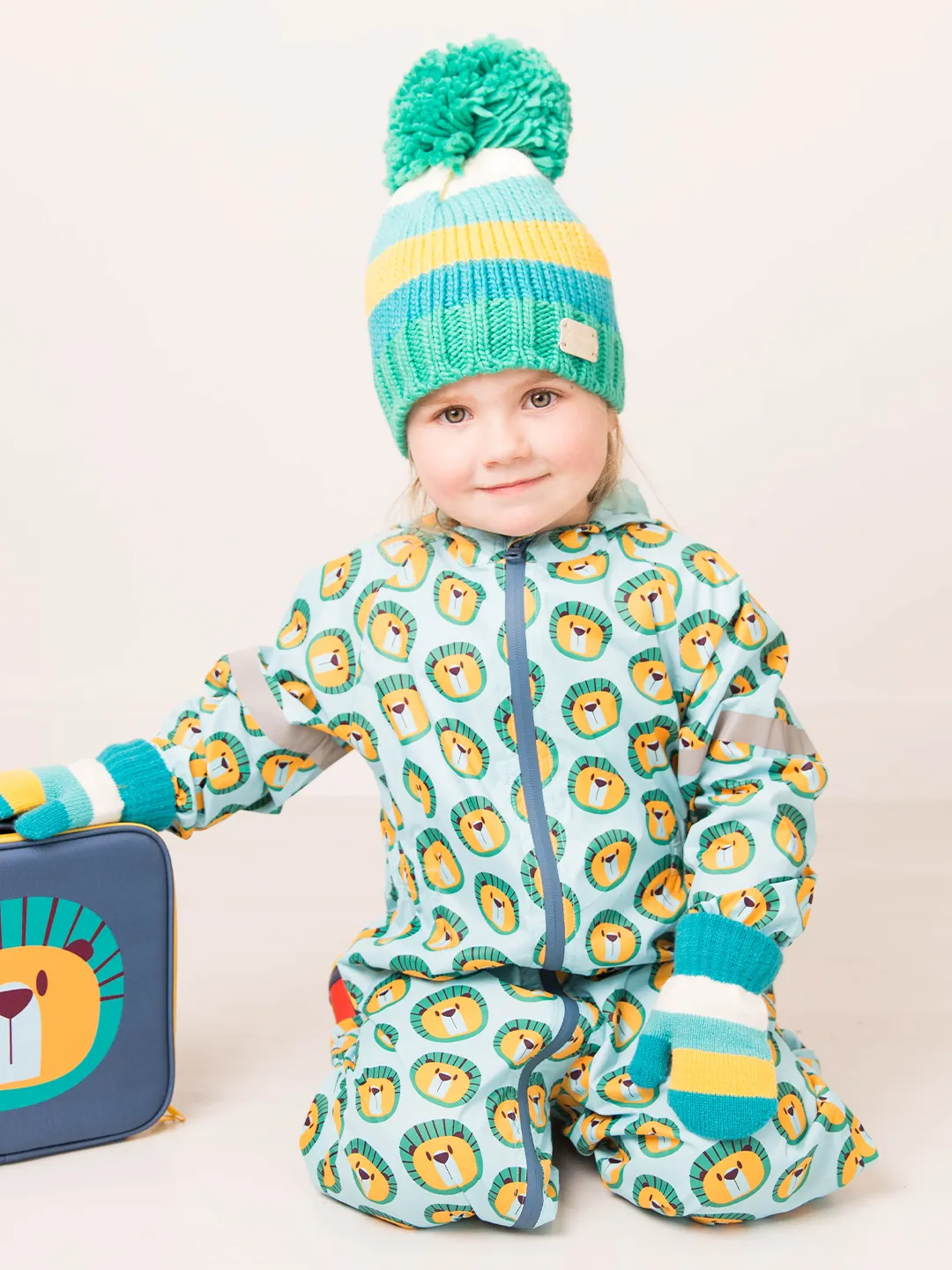 Green and Mustard Bobble Hat