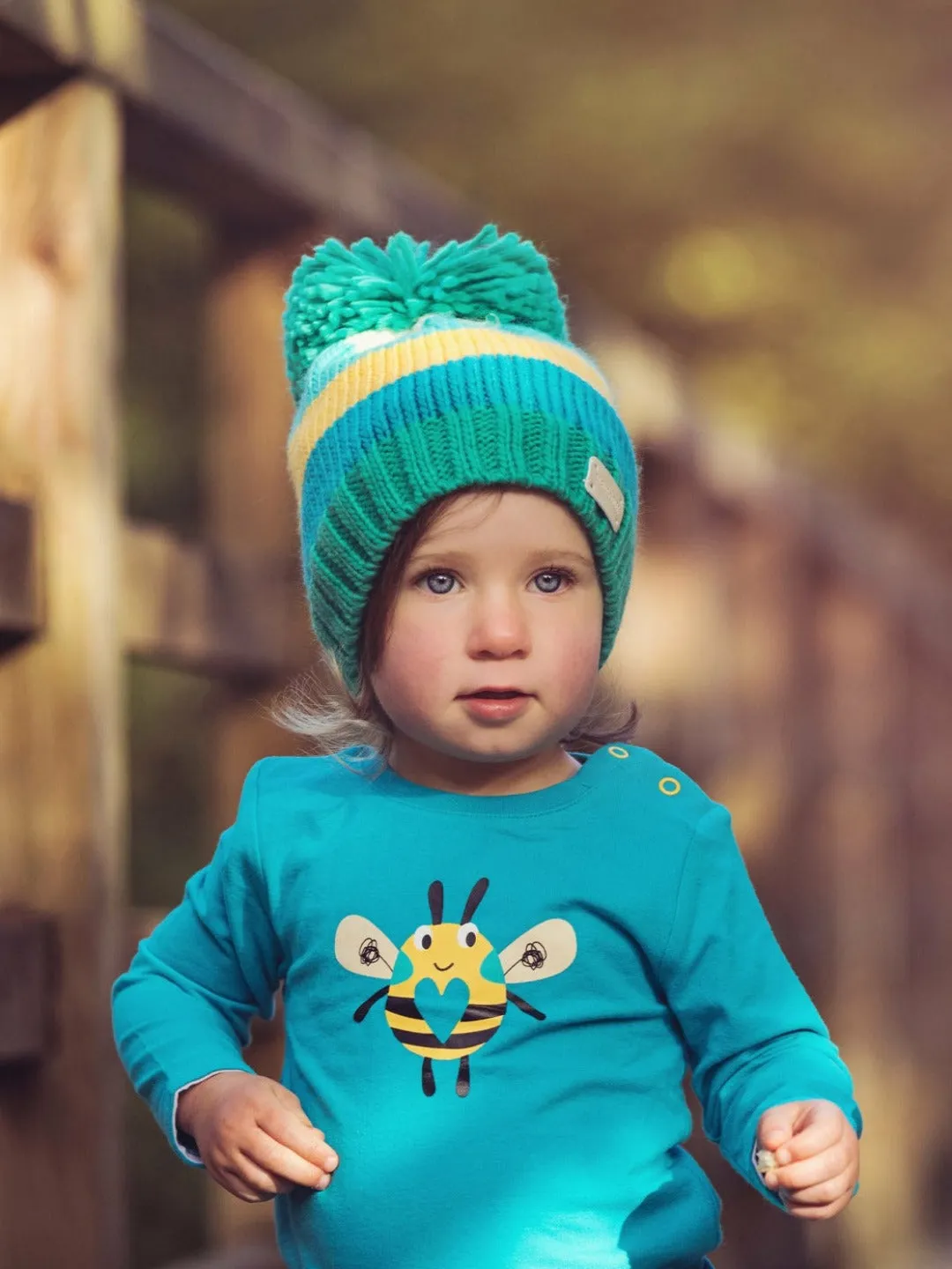Green and Mustard Bobble Hat