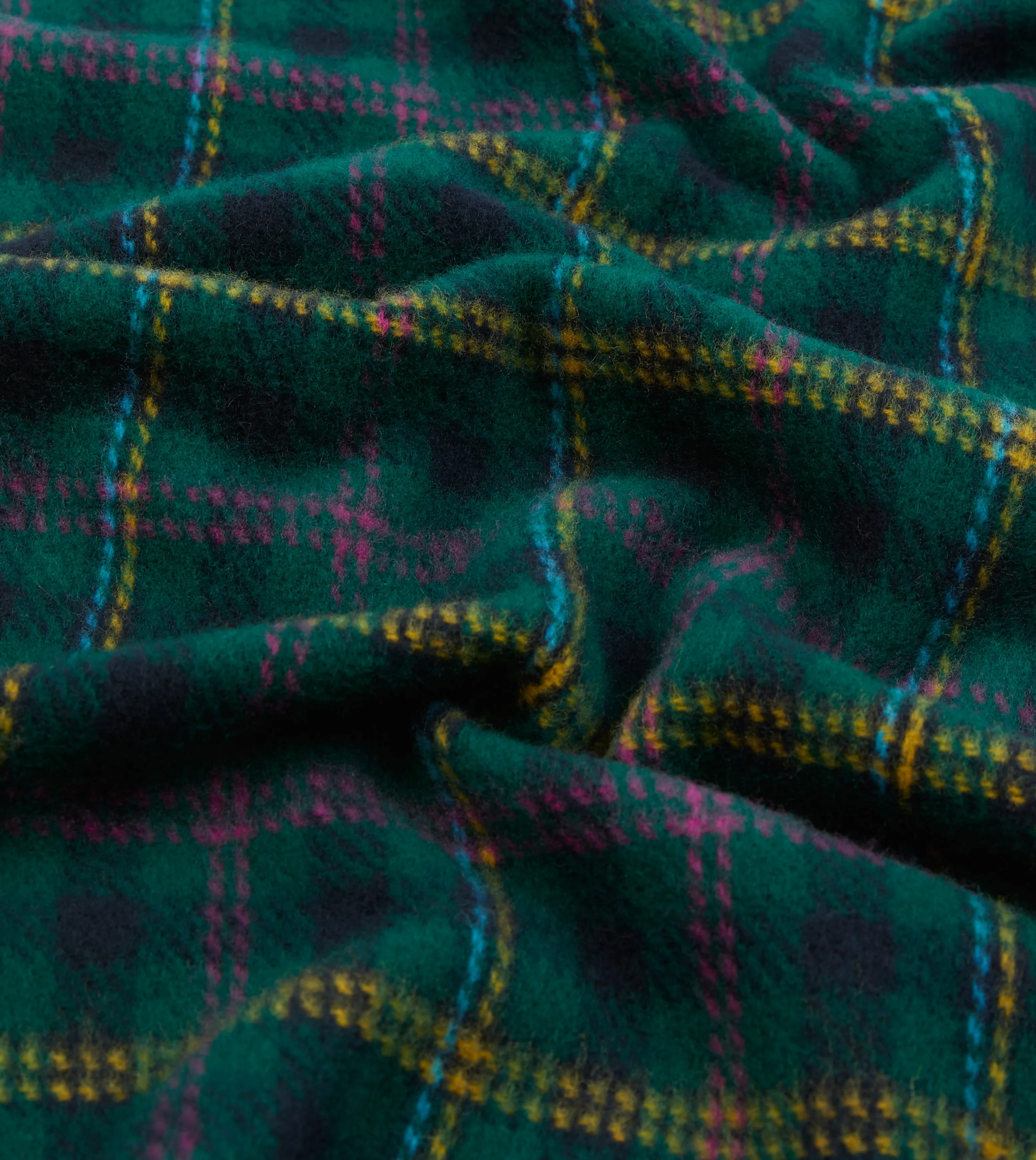 Green Tartan Check Wool Scarf