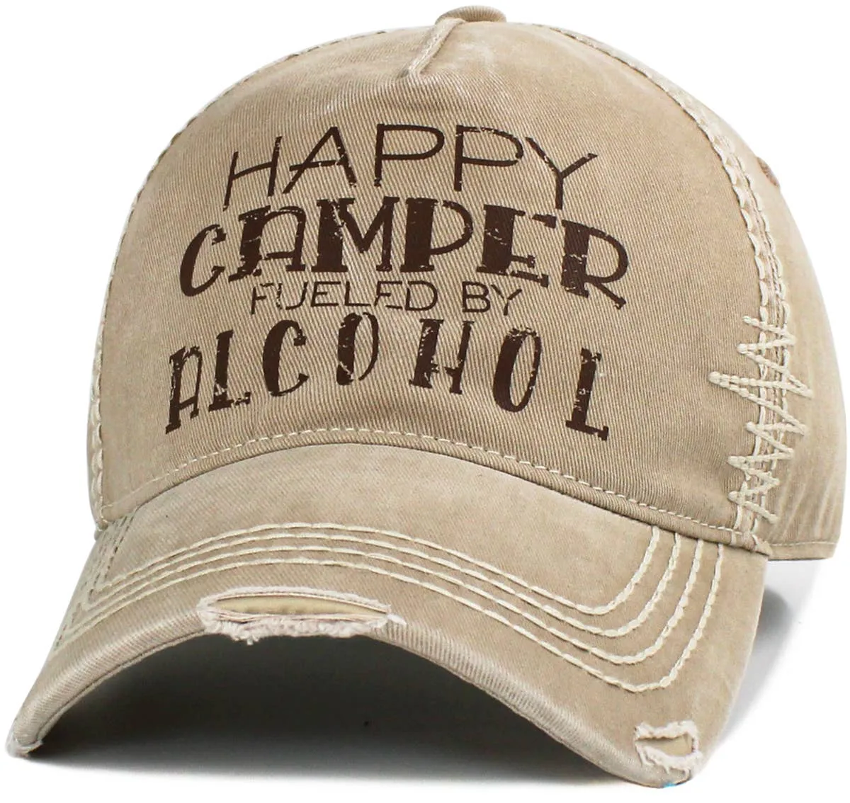 Happy Camper Fueled By Alcohol Vintage Ballcap