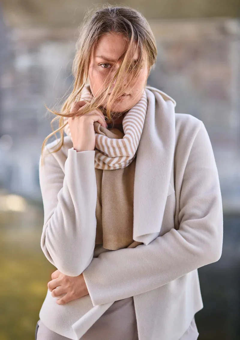 Henriettes Steffensen Long Scarf in Camel Stripe, Off White and Kit