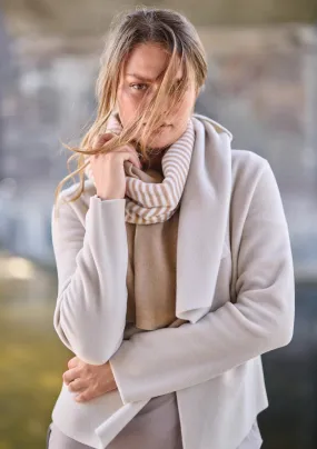 Henriettes Steffensen Long Scarf in Camel Stripe, Off White and Kit
