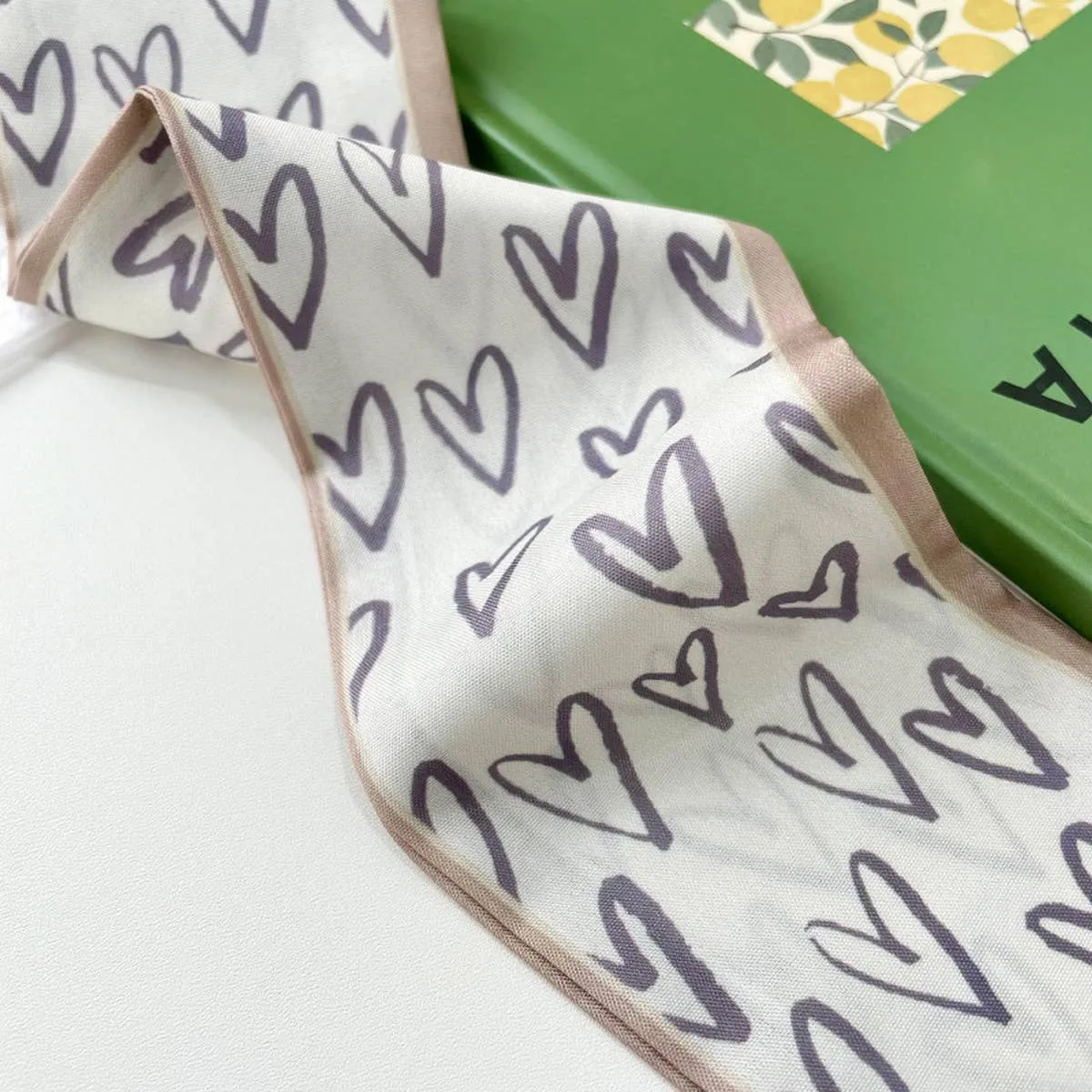HIGH-END KHAKI SILK SCARF RIBBON_CWASC0715