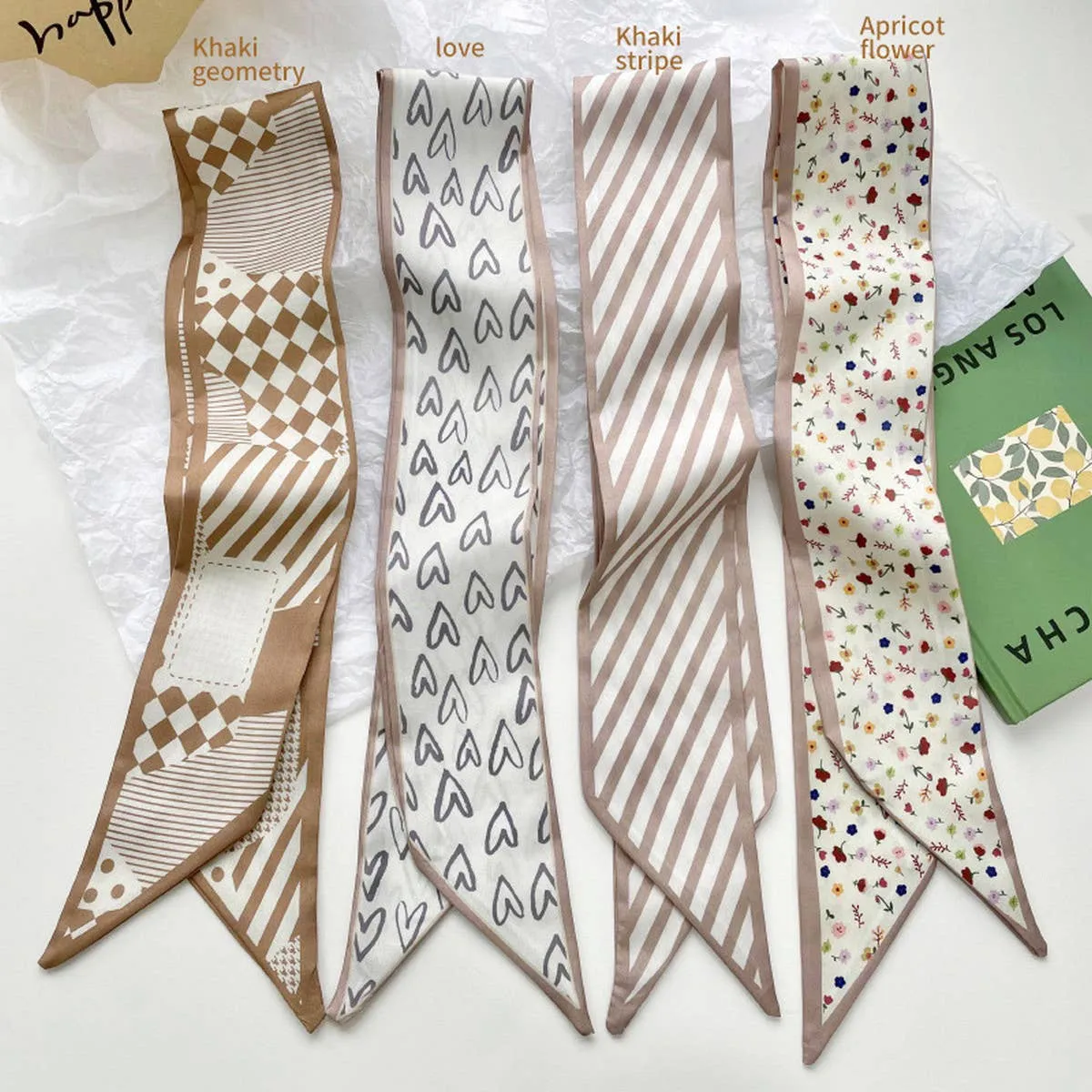 HIGH-END KHAKI SILK SCARF RIBBON_CWASC0715